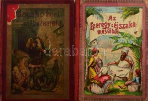 2 db - Maczkó Feri története. Mesés elbeszélés az ifjúság számára. Átdolgozta: Zempléni P. Gyula. Bp., Márkus Samu Könyvnyomdája. Egészvászon kötés, litho illusztrációkkal, viseltes állapotban. + Az ezeregy éjszaka meséiből Grimm után. Bp., Athenaeum. Színes képek hiányoznak, félvászon kötés, viseltes állapotban.