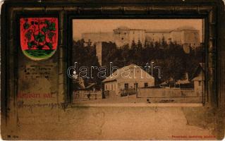 1903 Ungvár, Uzshorod, Uzhhorod, Uzhorod; vár. Feuerlicht testvérek kiadása. Címeres szecessziós keret / castle. Art Nouveau, coat of arms, litho (EM)