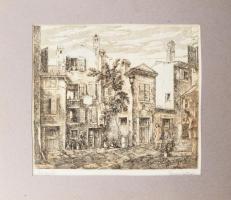 Varga Mátyás (1910-2002): Reggel. Rézkarc, papír, jelzett. 24,5×28,5 cm. Paszpartuban.