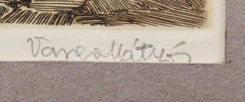 Varga Mátyás (1910-2002): Reggel. Rézkarc, papír, jelzett. 24,5×28,5 cm. Paszpartuban