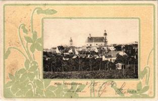 1904 Hranice na Morave, Mährisch Weisskirchen; general view. Art Nouveau, floral, litho frame (EB)