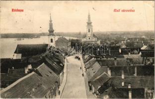 1908 Ráckeve, Alsó városrész, templomok. Pilliser könyvnyomdája kiadása (Rb)