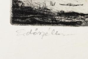 Remsey Iván (1921-2006): Erdőszélen. Rézkarc, papír, jelzett, 17x22 cm