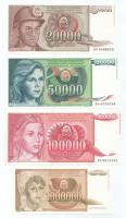 Jugoszlávia 1986. 100D + 500D + 1985. 5000D + 1987. 20.000D + 1988. 50.000D + 1989. 100.000D + 1.000...