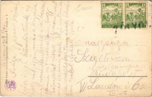 1918 Zólyom, Zvolen; Szalatnai híd, asszonyok mosnak a Garam folyó partján. Vasúti levelezőlapárusít...