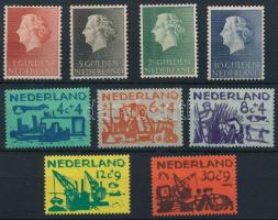 Hollandia 1954-1957 Julianna királynő 4 érték + Segélybélyeg sor (Mi 647-648, 661, 706 + 730-731)