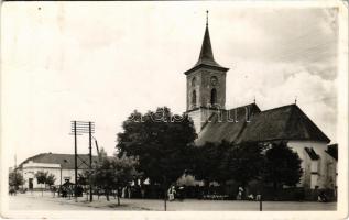 1944 Bethlen, Betlen, Beclean; Református templom, Hangya szövetkezet üzlete / Calvinist church, cooperative shop (EK)