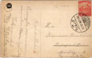 1918 Pozsony, Pressburg, Bratislava; Vasútállomás. Vasúti levelezőlapárusítás 7352. / Bahnstation / ...