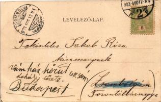 1903 Szatmárnémeti, Szatmár, Satu Mare; Rákóczi utca, Református templom, Kir. törvényszék, villamos...