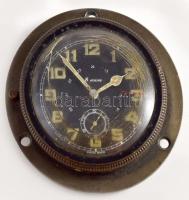 Második világháborús 8 napos katonai rádióállomás óra. Sérült plexivel, d: 8 cm