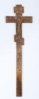 cca 1900 Orosz ortodox kereszt, réz, 25,5x8 cm