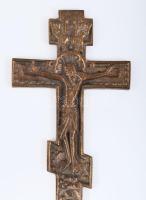 cca 1900 Orosz ortodox kereszt, réz, 25,5x8 cm