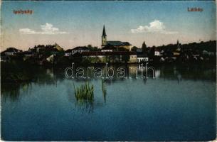 1917 Ipolyság, Sahy; látkép, templom. Neumann Jakab kiadása / general view, church (kopott sarkak / worn corners)