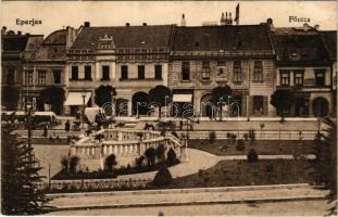 1915 Eperjes, Presov; Fő utca, gyógyszertár, Grieger üzlete. Cattarino S. utóda, Földes Samu kiadása / main street, pharmacy, shops (r)