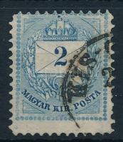 1881 Színesszámú 2kr 11 1/2 fogazással, vésetjavítás mind a 4 háromszögben
