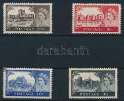 Nagy-Britannia 1955 Várak sor Mi 278 I- 281 I (Mi EUR 300.-) (Mi 280 papírelvékonyodás / elszíneződés a bal felső saroknál)
