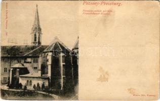 Pozsony, Pressburg, Bratislava; Ferencrendiek zárdája. Edgar Schmidt és Kozics Ede kiadása / Franziskaner-Kloster / Franciscan monastery (EM)