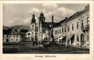 Rozsnyó, Roznava; Rákóczi tér, templomok, magyar katonák, drogéria, gyógyszertár. Özv. Dr. Mariska Györgyné kiadása / square, churches, Hungarian soldiers, pharmacy (r)