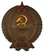 Szovjetunió DN bronz címer sapkajelvény, részben aranyozva és zománcozva (51x63mm) T:AU