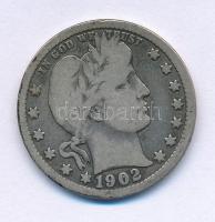 Amerikai Egyesült Államok 1902. 1/4$ Ag "Barber" T:F USA 1902. Quarter Dollar Ag "Barber" C:F Krause KM#114