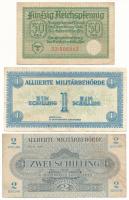 Német Harmadik Birodalom DN(1940-1945) 50pf + Ausztria / Szövetséges megszállás 1944. 1Sch + 2Sch T:F,VG German Third Reich ND(1940-1945) 50 Reichspfennig + Austria / Allied occupation 1944. 1 Schilling + 2 Schilling C:F,VG Krause P#R135, P#103, P#104