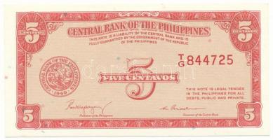 Fülöp-Szigetek DN(1953) 5c "TG 844725", (Waterlow &amp; Sons) T:AU Philippines ND(1953) 5 Centavos "TG 844725", (Waterlow &amp; Sons) C:AU Krause P#126a