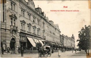 Arad, Andrássy tér, Központi szálloda, kávéház, Kossak üzlete / square, café, shop (ragasztónyomok / glue marks)