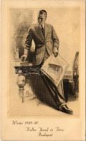Koller József és Társa férfi téli ruhakollekció reklámja / Winter 1929-30. Koller József és Társa men's winter fashion advertisement card (EK)