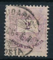 1881 Színesszámú 2kr 12 : 11 1/2 fogazással, erősen elmosódott jobb felső résszel