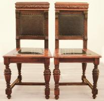 Ónémet támlás szék pár. cca 19. sz. közepe, német, gazdagon faragott támlával és lábakkal, cserélt ülőrésszel, 1-1 kis sérüléssel, de összességében jó állapotban, 98x47x46 cm /// KIZÁRÓLAG SZEMÉLYES ÁTVÉTEL, NEM POSTÁZZUK! / ONLY PERSONAL COLLECTION AT OUR OFFICE