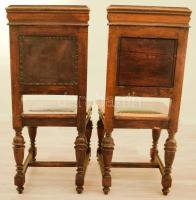 Ónémet támlás szék pár. cca 19. sz. közepe, német, gazdagon faragott támlával és lábakkal, cserélt ü...