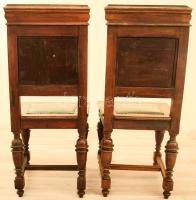 Ónémet támlás szék pár. cca 19. sz. közepe, német, gazdagon faragott támlával és lábakkal, cserélt ü...