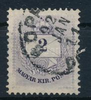 1881 Színesszámú 2kr 12 : 11 1/2 fogazással, elmosódott alsó résszel