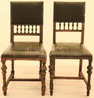 Ónémet támlás szék pár. cca 19. sz. második fele, német, gazdagon faragott támlával és lábakkal, korának megfelelő állapotban, 92x45x45 cm cm /// KIZÁRÓLAG SZEMÉLYES ÁTVÉTEL, NEM POSTÁZZUK! / ONLY PERSONAL COLLECTION AT OUR OFFICE