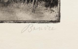 Bencze László (1907-1992): Jegenyék. Rézkarc, papír, jelzett, 44×24,5 cm