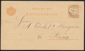 1880 Díjjegyes levelezőlap a hátoldalon cégbenyomással