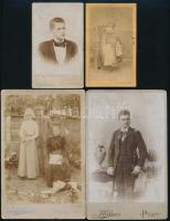 cca 1870-1890 4 db felvidéki műtermekben készült keményhátú fotó, 10,5×6,5 és 16,5×10,5 cm közötti méretekben