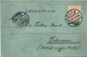 1899 Déva, utca, vár a háttérben, Lengyel Dániel, Pap, Schuleri Fritz üzlete este holdfényben. Hirsc...