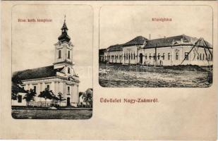 1914 Nagyzsám, Großscham, Sama, Jamu Mare; Római katolikus templom, Községháza / Catholic church, town hall (EK)