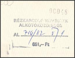 Imre István (1918-1983): Naplemente. Rézkarc, papír, jelzett.Hátoldalán Rézkarcoló Alkotóművészek Kö...