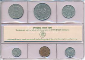 Svédország 1976. 5ö - 5K (6xklf) forgalmi sor fólia tokban T:UNC patina Sweden 1976. 5 Öre - 5 Kronor (6xdiff) coin set in foil case C:UNC patina