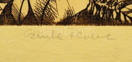 Czinke Ferenc (1926-2000): Ipolyvölgye. Rézkarc, papír jelzett, lapszéli apró sérüléssel, 29×39 cm