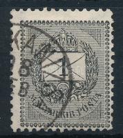 1889 Feketeszámú 1kr 12 : 11 1/2 fogazással, "PÓSTA" lemezhibával