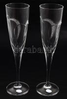 Vera Exclusive ólomkristály pezsgőspohár pár, Swarovski kövekkel díszítve, jelzett, hibátlan, díszdobozban, m: 25,5 cm