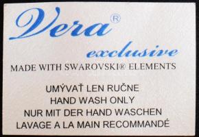 Vera Exclusive ólomkristály pezsgőspohár pár, Swarovski kövekkel díszítve, jelzett, hibátlan, díszdo...