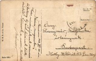 1922 Békét, boldogságot az új évben! Szecessziós keret / New Year greeting postcard, Art Nouveau fra...