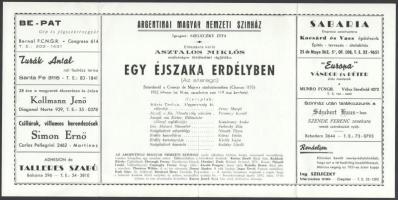 1952 Az Argentínai Magyar Nemzeti Színház prospektusa, igazgató: Szeleczky Zita