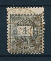 1889 Feketeszámú 1kr 12 : 11 1/2 fogazással, lemezhibákkal