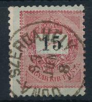 1889 Feketeszámú 15kr 12 : 11 1/2 fogazással, lemezhibákkal