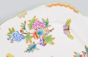 Herendi Viktória mintás süteménykínáló szett, tálca 28x25 cm, és 6 darab tálka d: 12,5 cm. Jelzett, ...